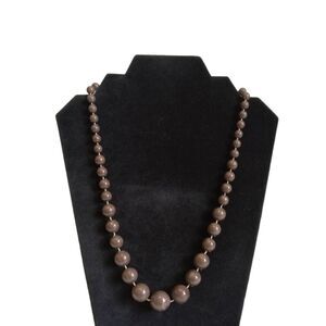 Brown Marbled Design Acrylic Beaded Single Strand Fashion Layering Necklace